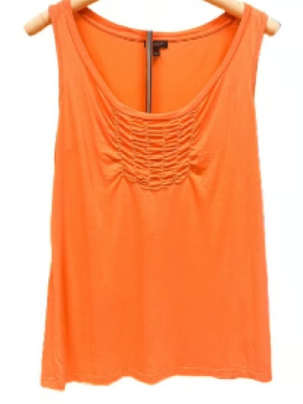 Talbots Orange Ruched Sleeveless Top Lightweight Casual Basics Blouse Stretchy